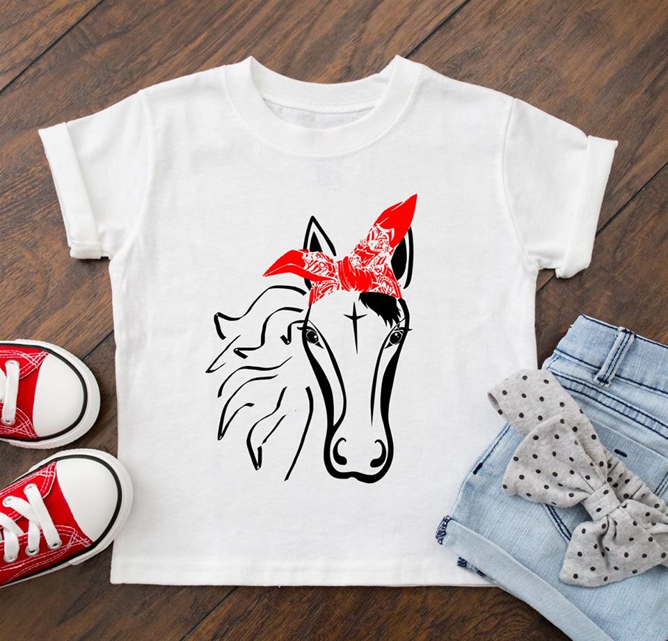 Horse with a red bandanna shirt