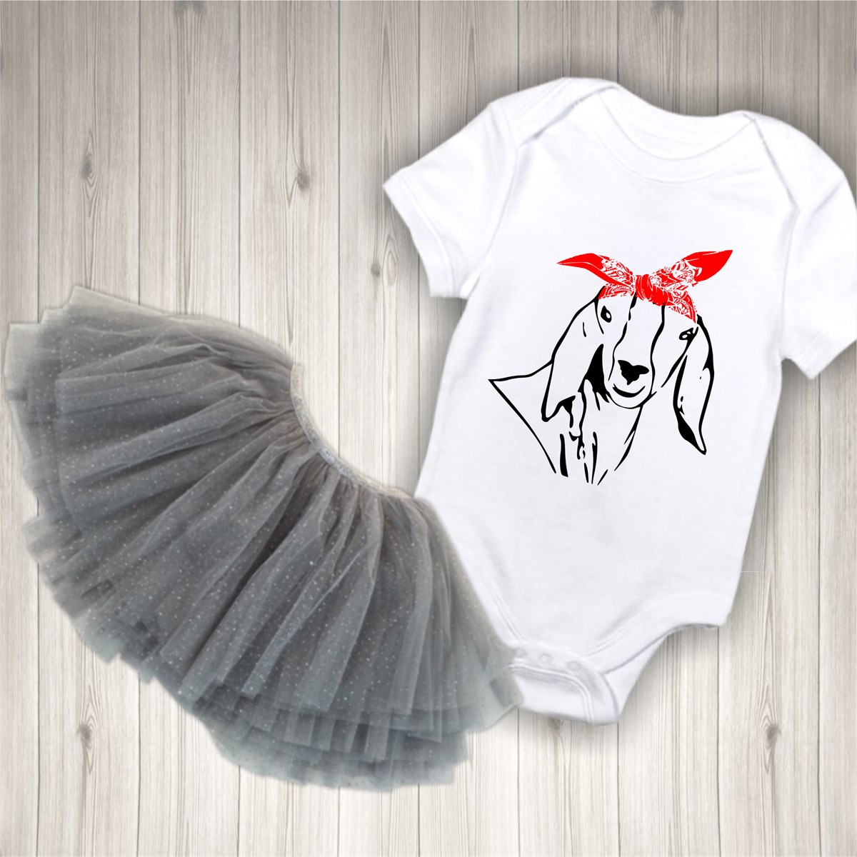 Bunny, chicken, pig, goat, llama, donkey, sheep, cow, or horse in a red bandanna t-shirt