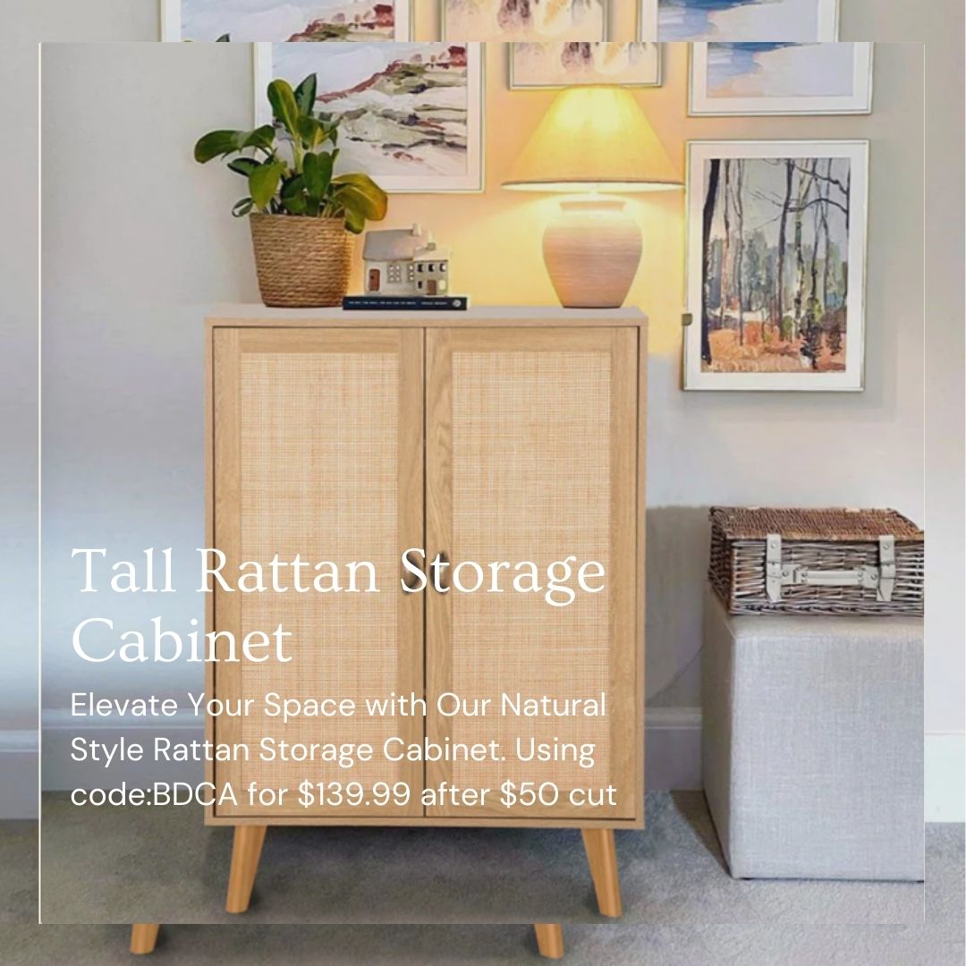 Tall Rattan Storage Cabinet $139.99 with code:BDCA