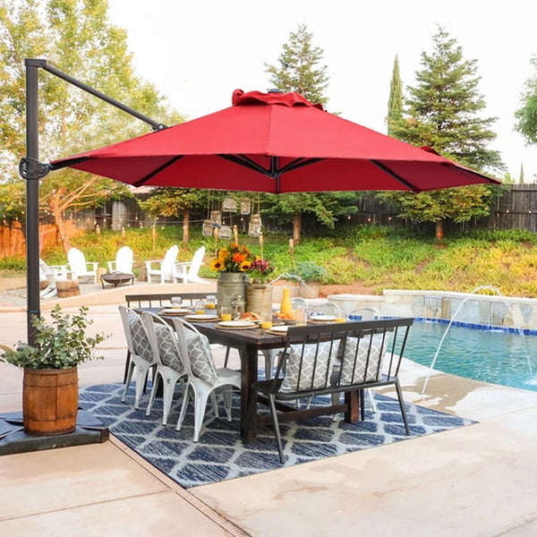 11 Feet Offset Cantilever Umbrella Patio With Cross Base 40 USD Off