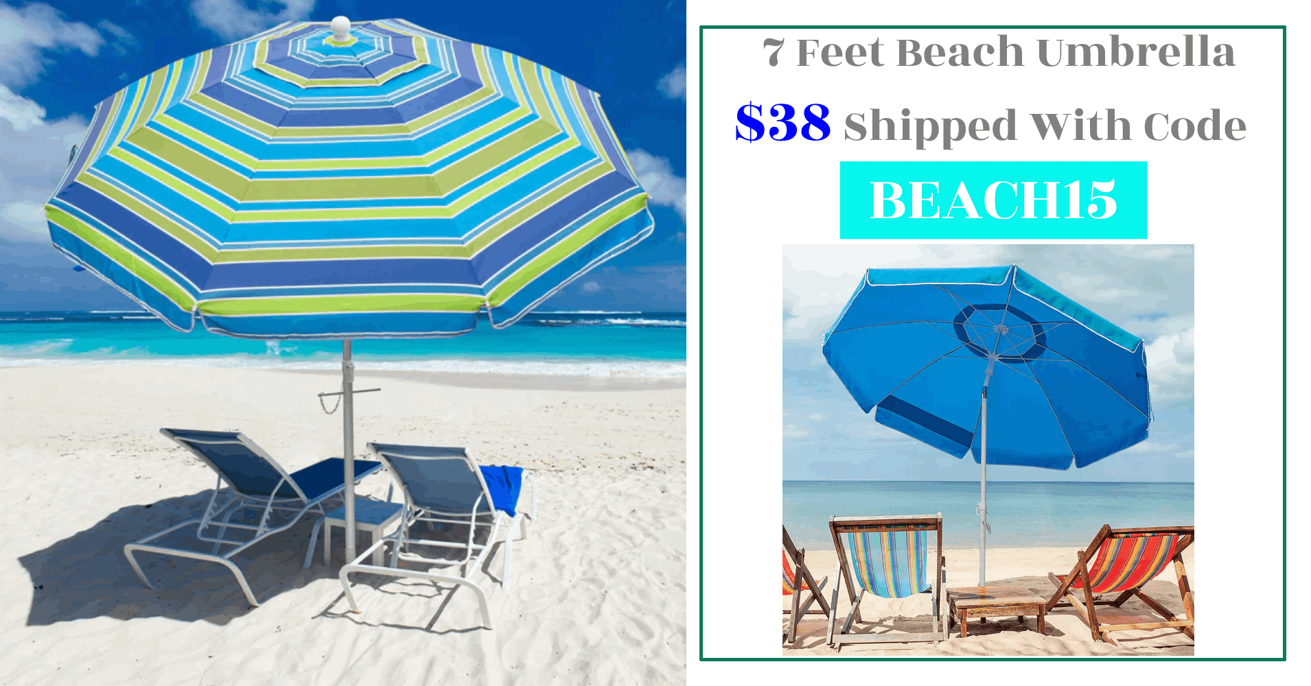 7 Feet Beach Umbrella $38 Shipped