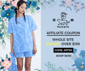 Mukzin Affiliate Coupon: Whole Site $30 Off Over $159 With Code: aff30, Shop Now!