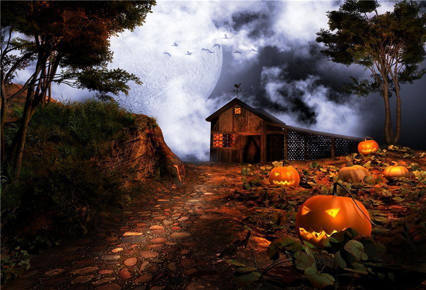 Rustic Barn Halloween Photo Studio Backdrops - 850 x 850