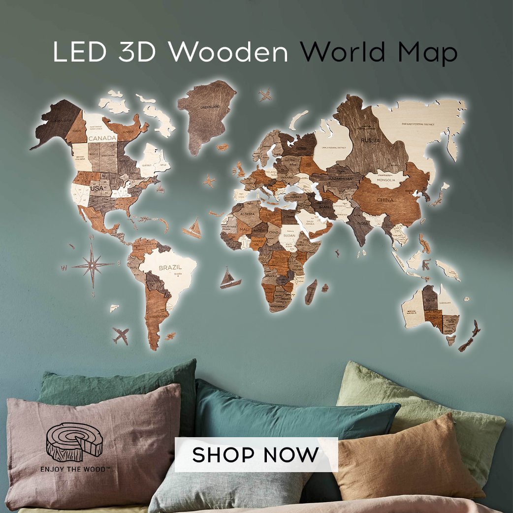 3D LED Multilayer World Wall Map Unique Gift Ideas