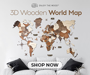 3D Wooden World Map