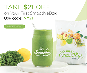 Save $21 on your first SmoothieBox with code NY21 at SmoothieBox.com through 1/31/21.